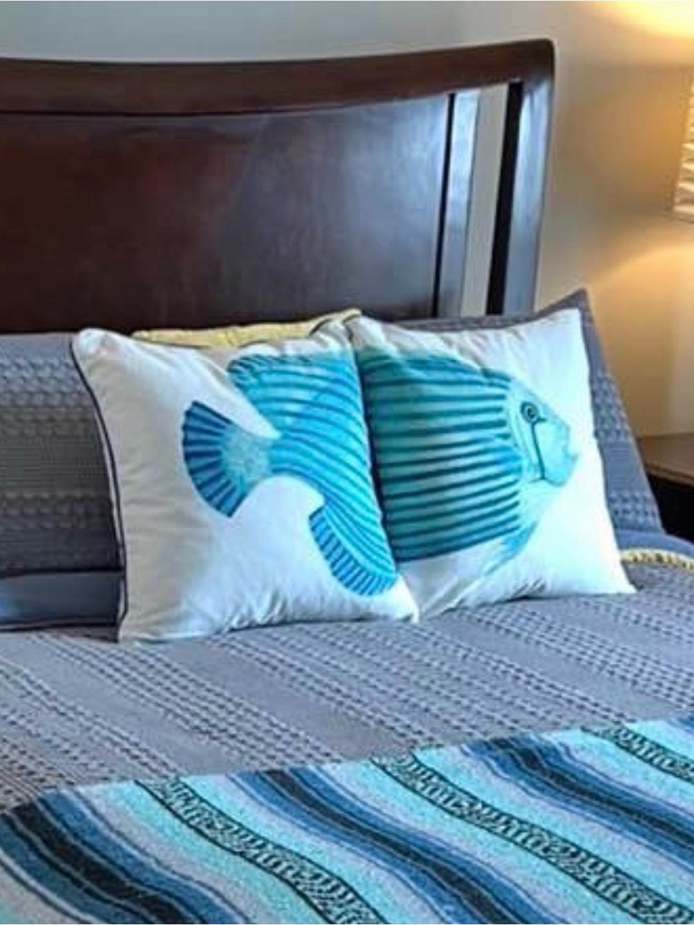 Max Studio Home Blue Coastal Fish Throw Pillows 20x20 Set of 2 🐠